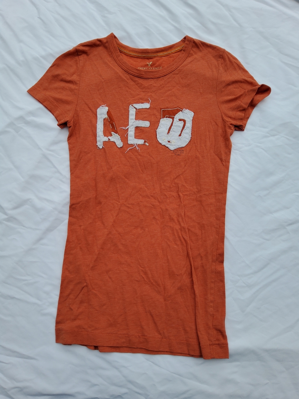 American Eagle Outfitters Orange Heathered Logo Tee